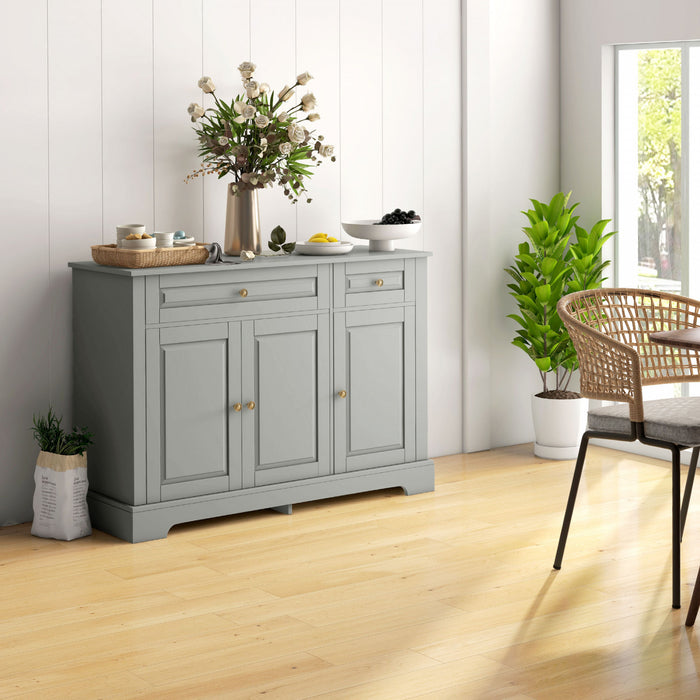HOMCOM Sideboard Buffet Cabinet, Kitchen Cabinet with 2 Drawers, Grey