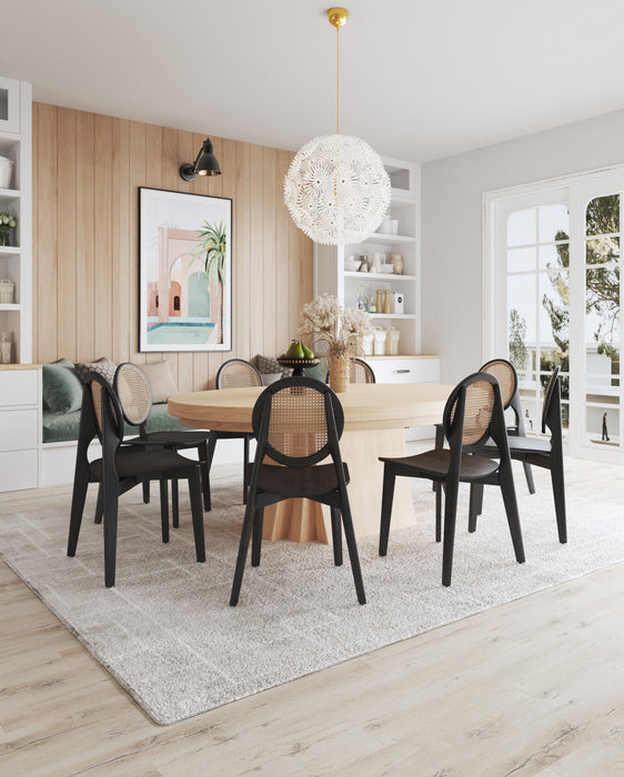 Versailles Industry Chic Wood Dining Chair in Black and Natural - Set of 4