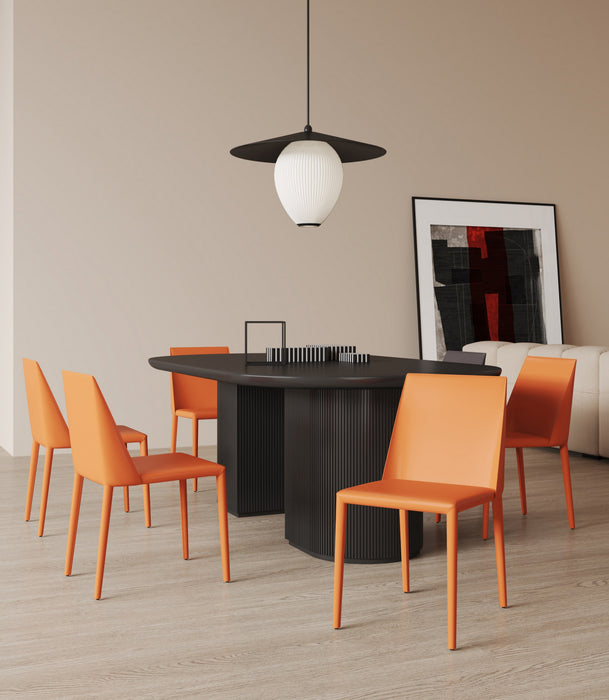 Paris Modern Vegan Leather Dining Chair in Coral - Set of 4