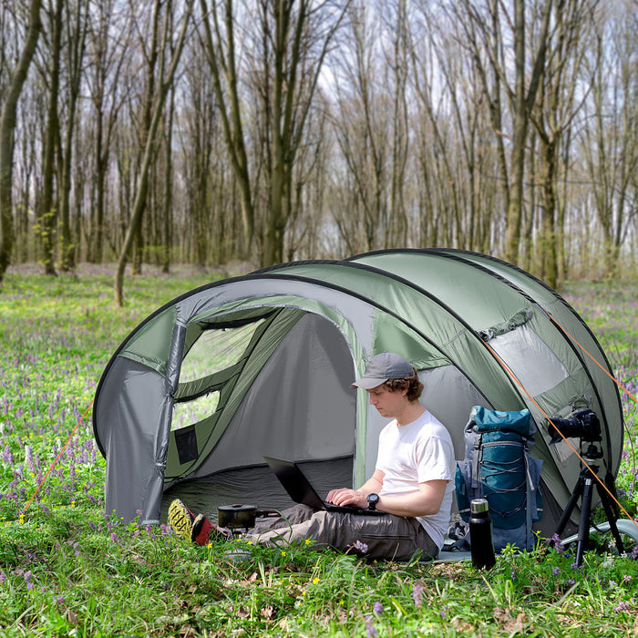 Outsunny 5 Person Camping Tent Automatic Pop Up Tent With Carry Bag Doors