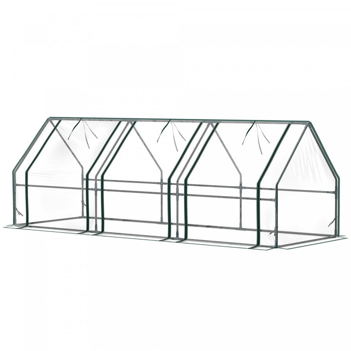 Outsunny 9' X 3' X 3' Portable Tunnel Greenhouse With Zipper Doors Clear
