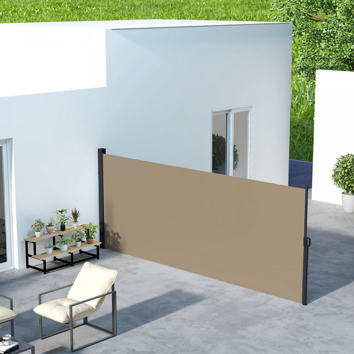 Outsunny 13' X 6' Retractable Side Awning, Garden Privacy Screen, Khaki