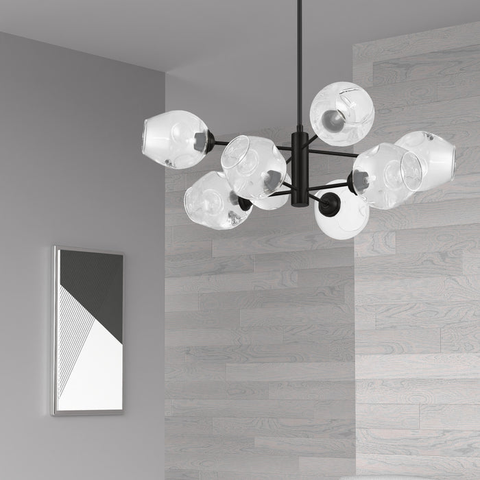 Dainolite Abii 8 Light Chandelier Matte Black Finish Clear Glass Lamp