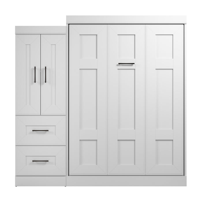Bestar Edge Full Murphy Bed with Wardrobe (85 W) - White