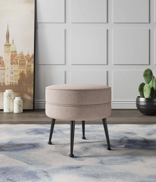 Bailey Mid-Century Modern Upholstered Accent Ottoman in Wheat