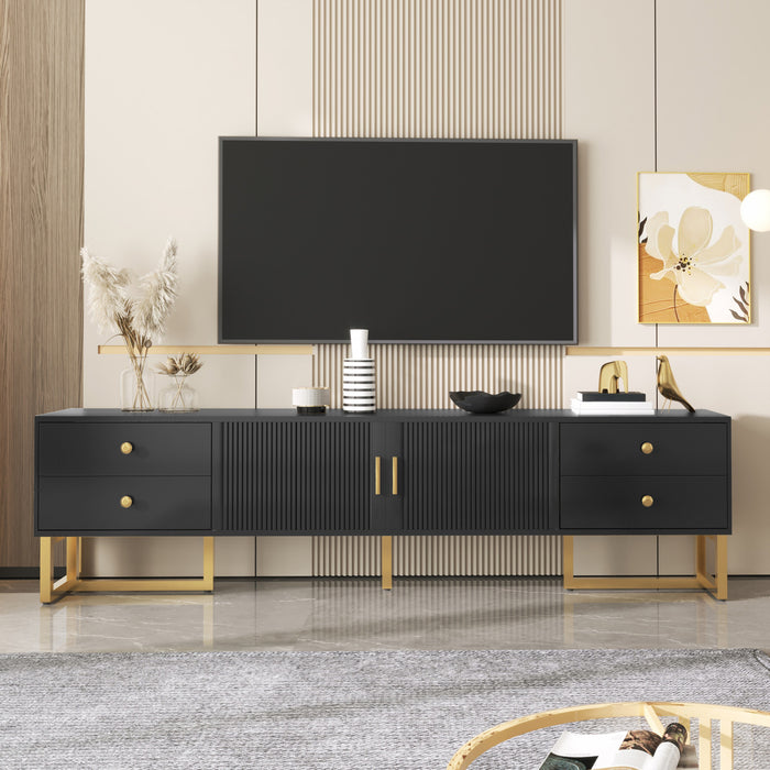 Gavin 68.8\" TV Cabinet with Storage Drawers and Media Organization Function,Black Tv Stand
