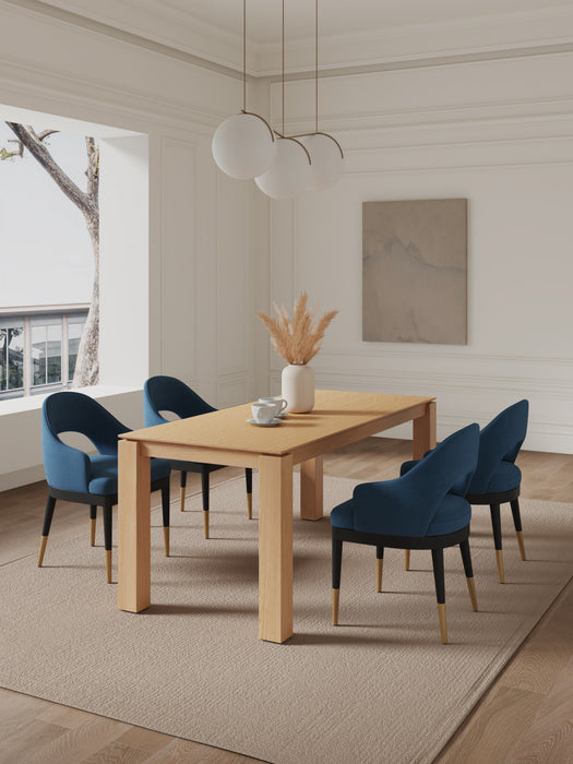 Carrington and Rockaway Modern Industry Chic 5-Piece Dining Set in Midnight Blue and Natural