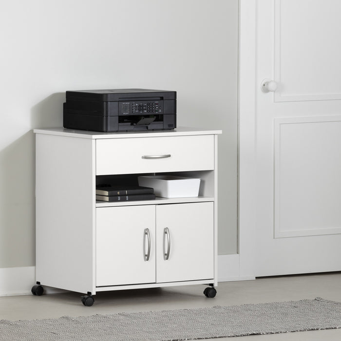 Axess Printer Cart On Wheels - Pure White 