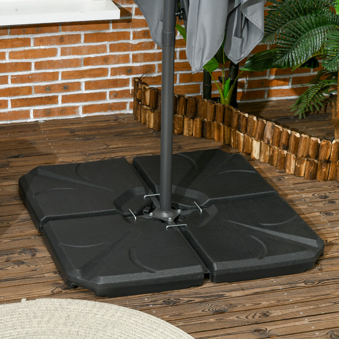 Outsunny 4 Piece Umbrella Base Stand w/ U Locking, Black