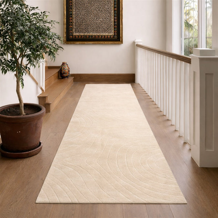 Somos Contemporary Cream Washable Rug 1'10\" x 6'0\" Indoor Area Rug