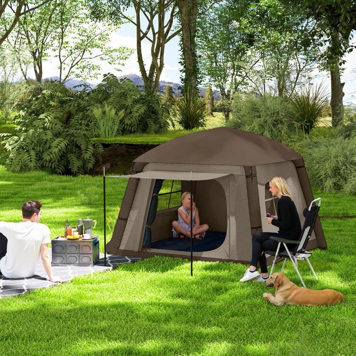 Outsunny Inflatable Camping Tent, 2-man Glamping Tent, Khaki And Brown