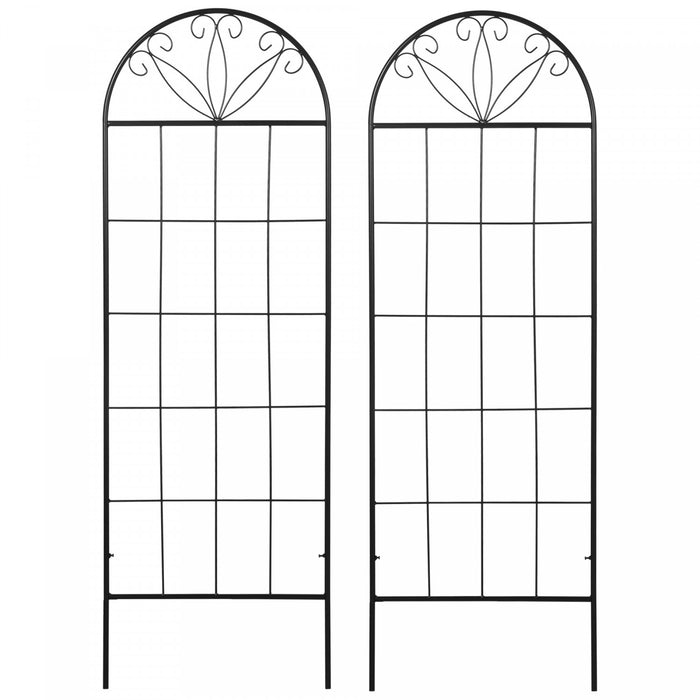 Outsunny Metal Garden Trellis Pack Of 2 For Climbing Plants, Black