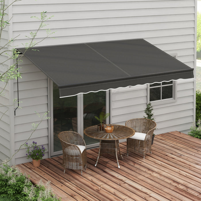 Outsunny 12' X 10' Patio Retractable Awning Sunshade Shelter, Black
