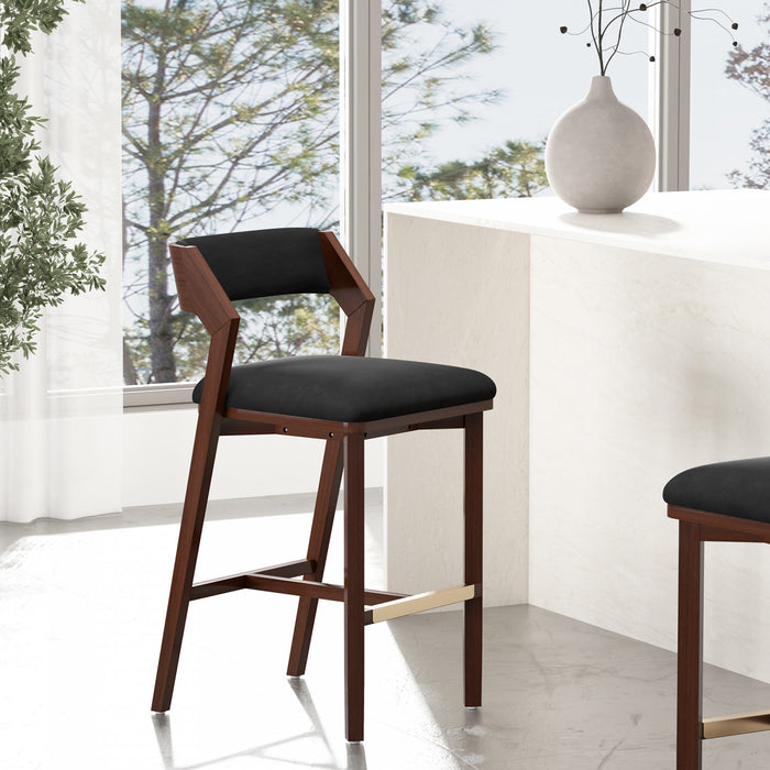 Patricia Modern Wood Upholstered Barstool in Black Bar Stool
