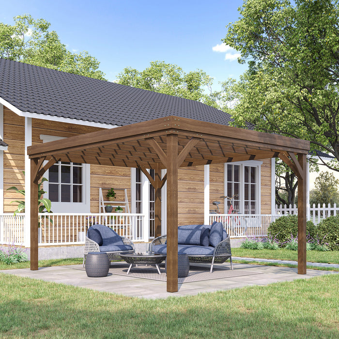 Outsunny 10' X 12' Outdoor Wood Pergola Gazebo For Climbing Plants, Brown