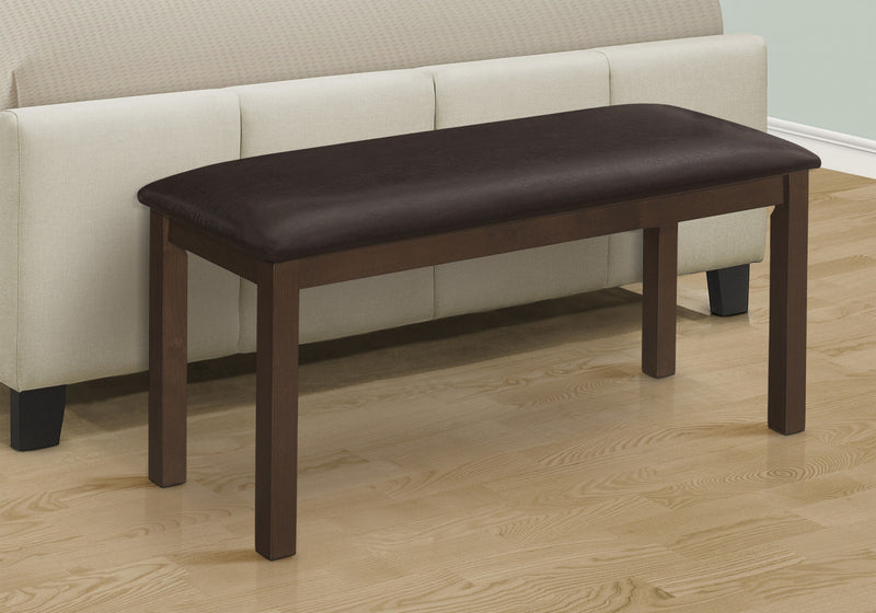 Bench Rectangular Wood Upholstered Dining Room Kitchen Entryway Brown Transitional