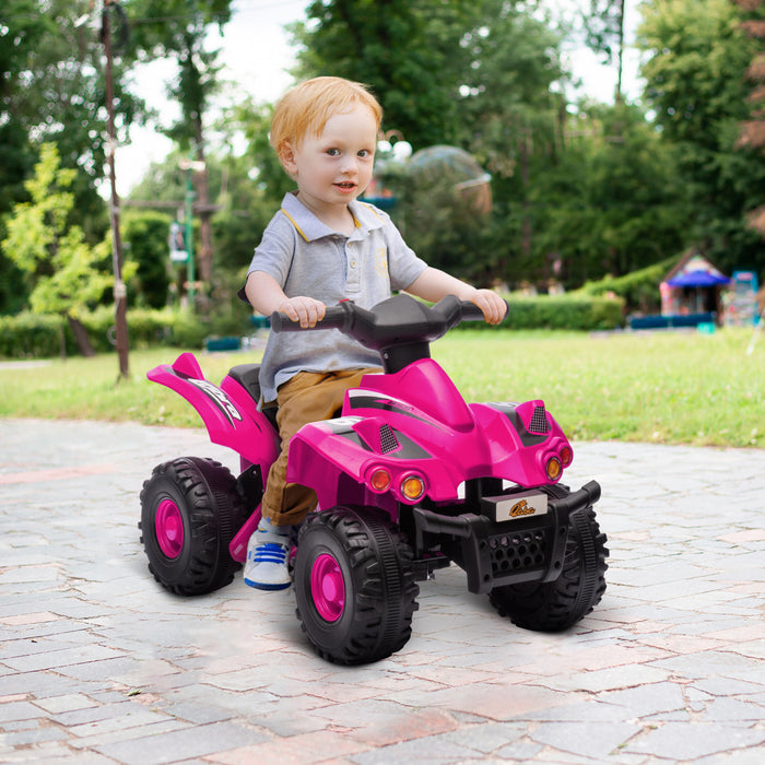 Qaba 6v Kids Atv Quad, 4 Wheeler Battery Powered Ride-On Electric Vehicle For Kids With Music, Forward, For Boys Girls Toddlers Ages 2-6 Years, Pink