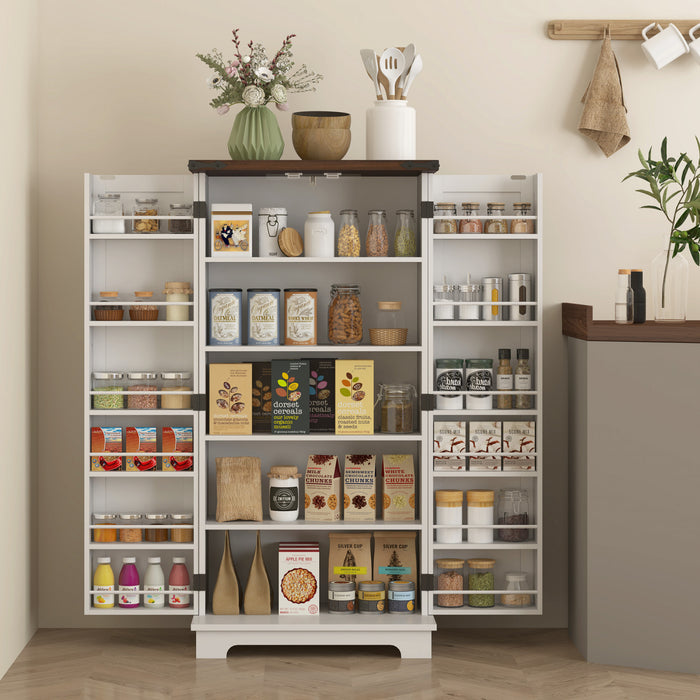 HOMCOM Kitchen Pantry Cabinet with Adjustable Shelves Storage Cabinet White
