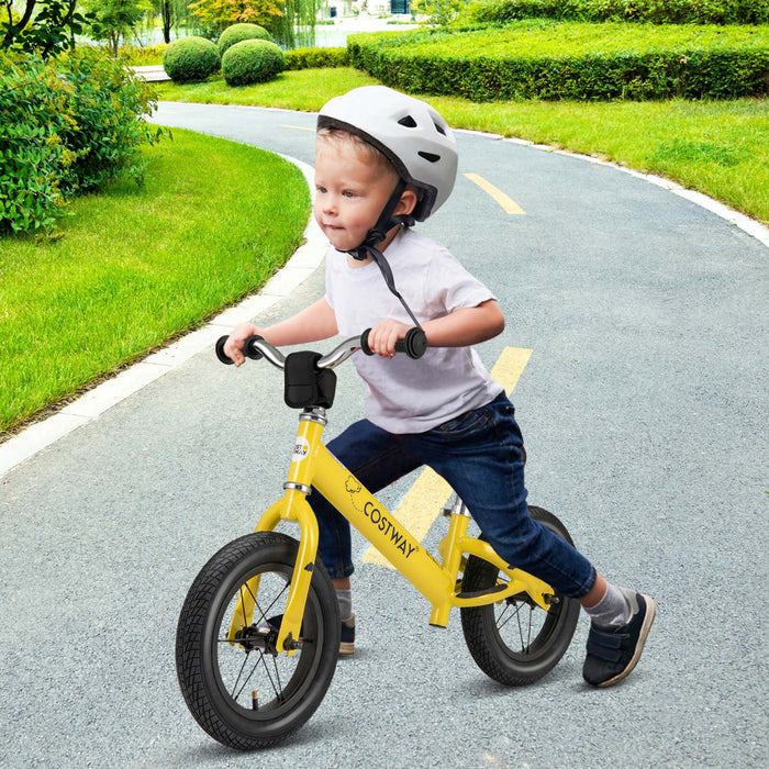Costway 12 Inch Toddler Balance Bike No Pedal Training Bicycle With Inflatable Rubber Tires Yellow