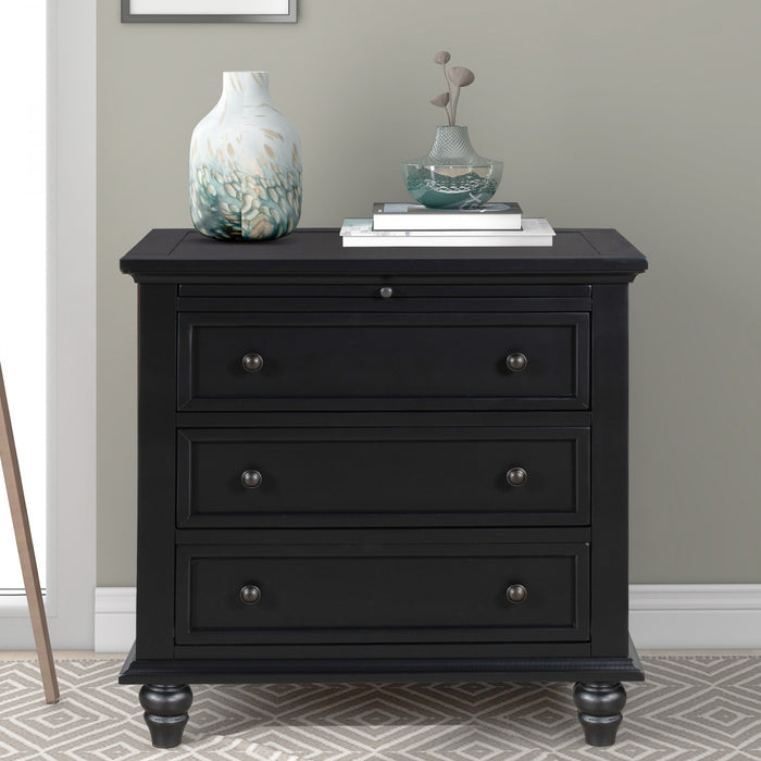 U_Style 27.6 Inch Painted Nightstand with Pull-Out Tray and 3 Drawers, Black