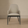 Drew Contemporary Wood Upholstered Armchair in Taupe | Fauteuil contemporain en bois Drew avec accoudoirs et revetement taupe
