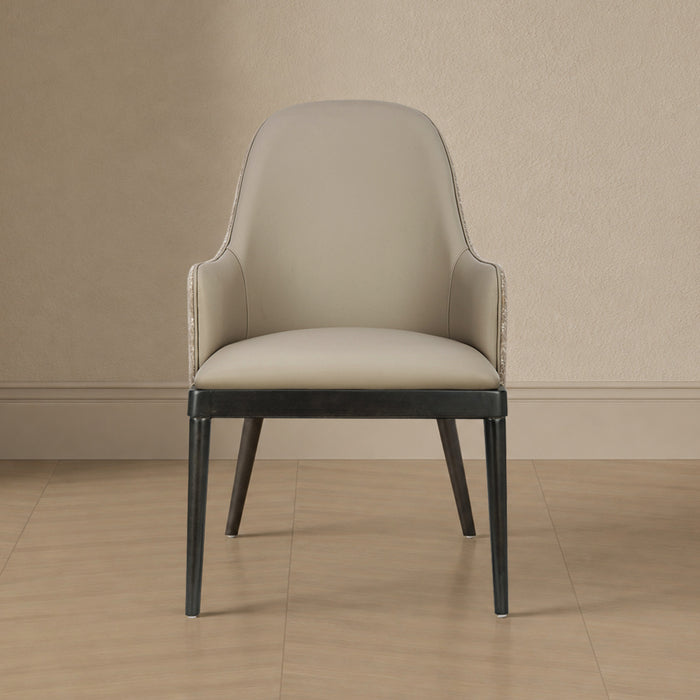 Drew Contemporary Wood Upholstered Armchair in Taupe