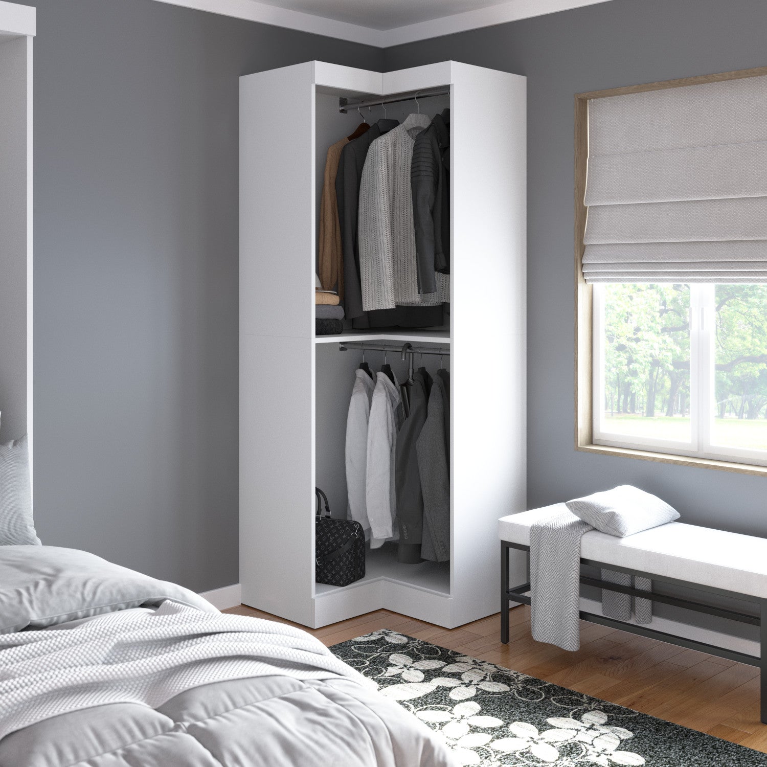 Bestar Pur 33 W Corner Closet Organizer - White - The Brick