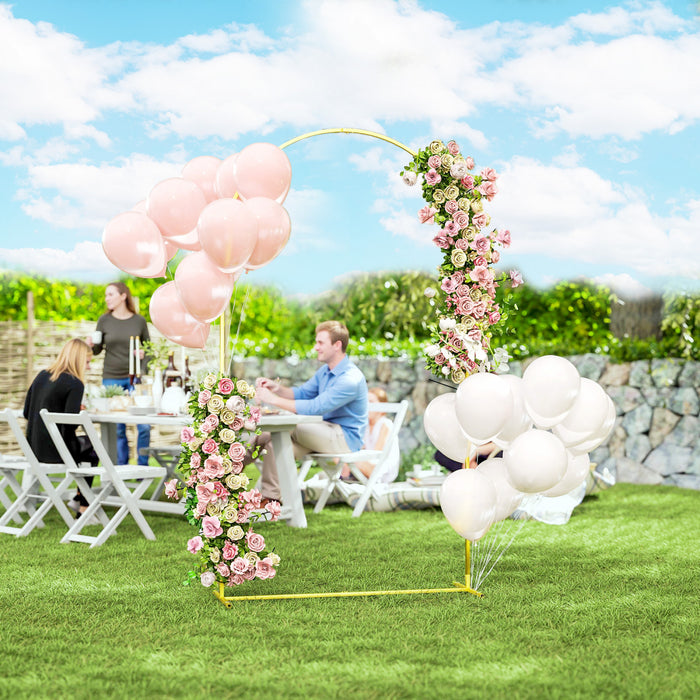 Outsunny 7ft X 4ft Gold Wedding Arch, Backdrop Stand With U-shaped Stakes