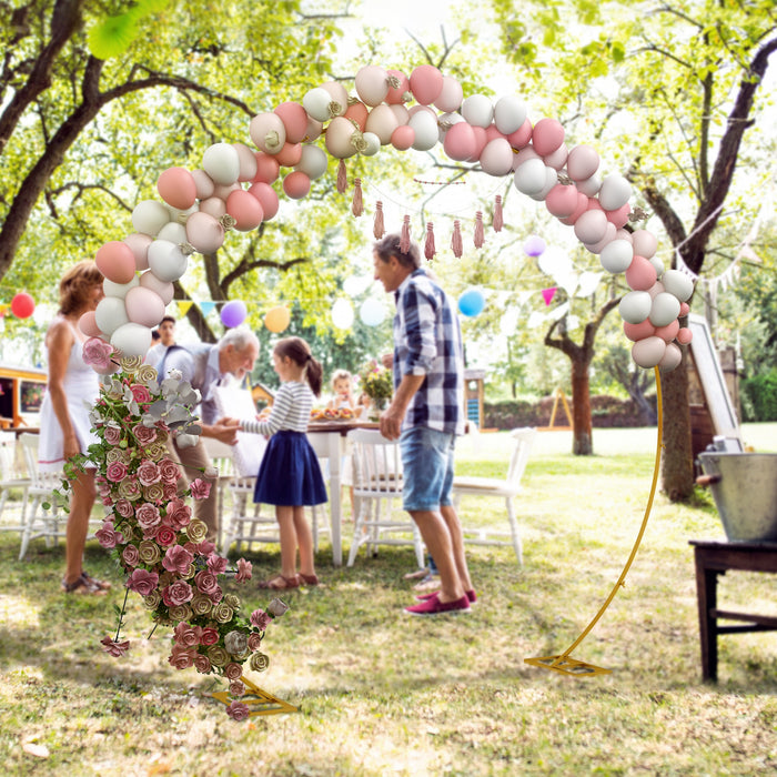 Outsunny 9.1ft Gold Wedding Arch Round Backdrop Stand For Birthday Party