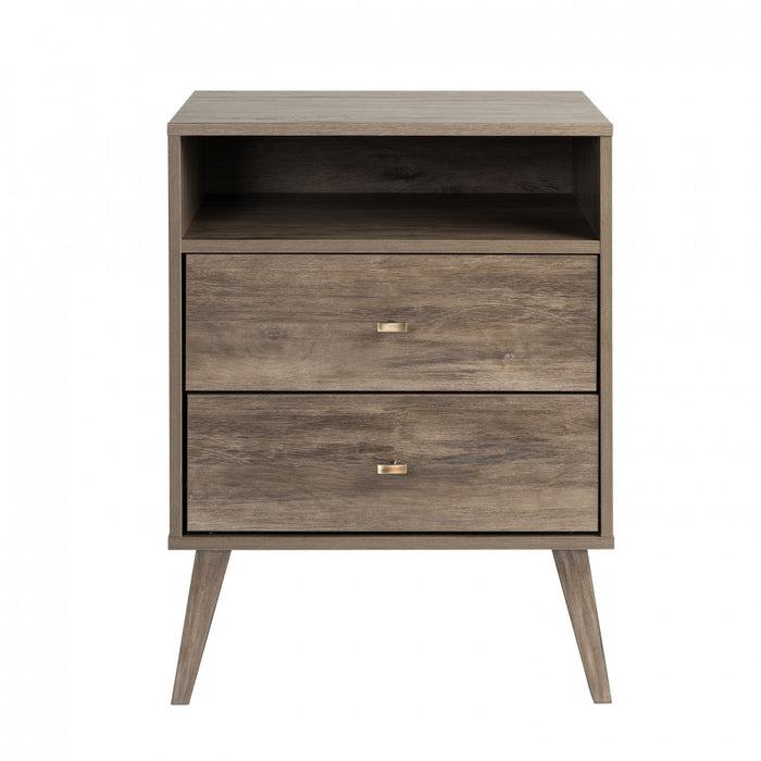 Milo 2-Drawer Tall Nightstand - Drifted Grey