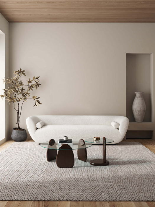Artesia Modern Glam 2-Piece Coffee Table & End Table Set in Walnut