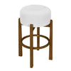 Vera Rubber Wood Bar Stool Set of 4 Indoor Seating with Round Ivory Cushion,Dark Walnut | Vera – Lot de 4 tabourets de bar en bois d’hevea pour interieur avec coussin rond ivoire, finition noyer fonce