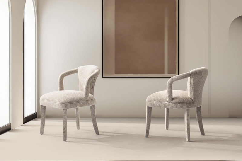 Palmer Mid-Century Modern Upholstered Tweed Armchair in Gold Dust - Set of 2 Dining Chair