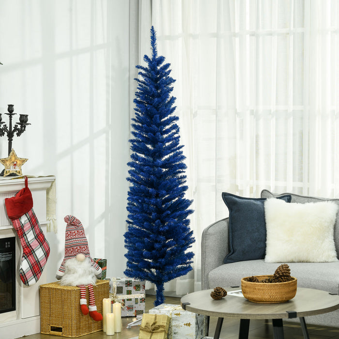 Homcom Pencil Artificial Christmas Tree, Pencil Xmas Tree, Deep Blue
