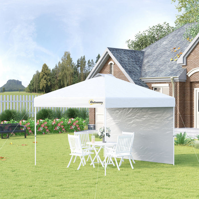 Outsunny 10' X 10' Pop Up Canopy Tent With Sidewall And Bag, White