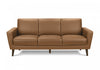 Upholstered Sofa, 77"L, Brown Leather-Look, Walnut Solid Wood Legs, Mid-Century Modern Sofa | Sofa Rembourre, 77"L, Aspect Cuir Brun, Pieds En Bois Massif De Noyer, Mid-Century