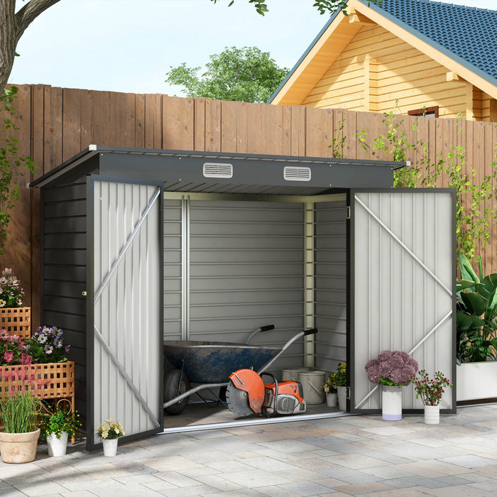 Outsunny 8 X 4ft Metal Garden Storage Shed With Double Doors And 2 Vents