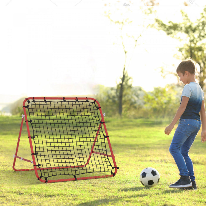 Homcom Rebounder Net Football Training Aid Kickback Target Play Red