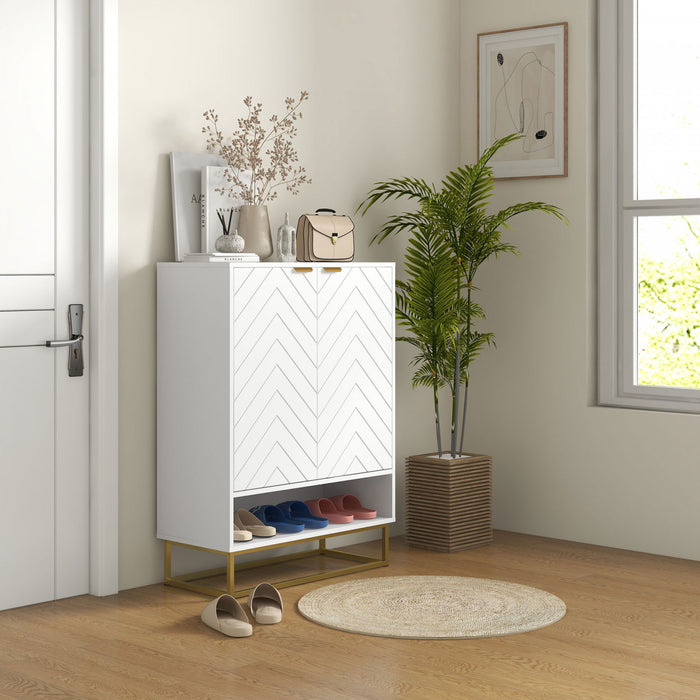 HOMCOM Shoe Cabinet for Entryway, 12 Pairs Shoe Storage Cabinet, White