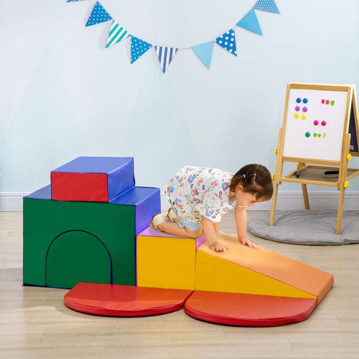 Qaba 7-piece Soft Play, Foam Play Set, Toddler Stairs And Ramp, Colorful Kids' Educational Software, Activity Toys For Baby Preschooler - Multicolored