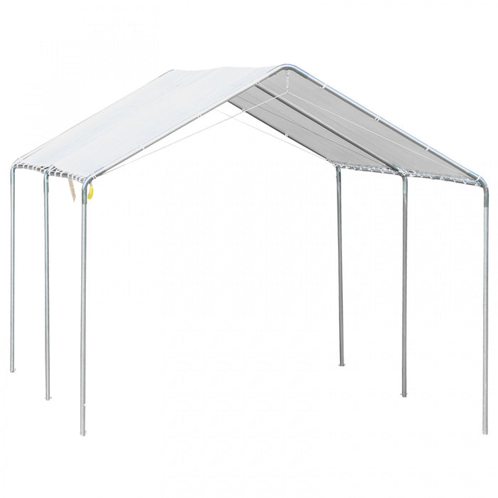 Outsunny 10' X 20' Carport Heavy Duty Galvanized Car Canopy With Included Anchor Kit, 3 Reinforced Steel Cables, White