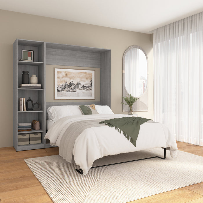 Bestar Claremont 5-Shelf Full Murphy Bed - Platinum Grey