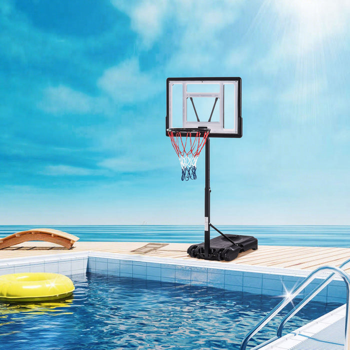 Soozier Pool Side Adjustable Basketball Hoop Backboard w/ Wheels