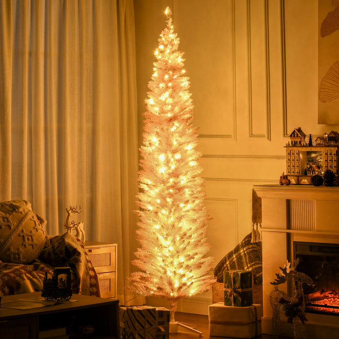 HOMCOM 7' Prelit Artificial Christmas Tree with Warm White LED Lights