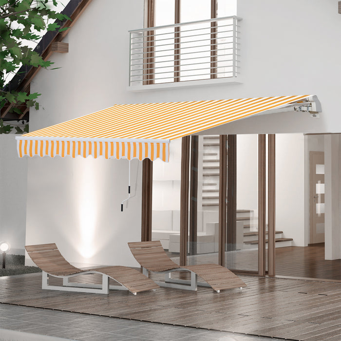 Outsunny 10' X 8' Manual Retractable Awning Shelter W/ Crank, Orange