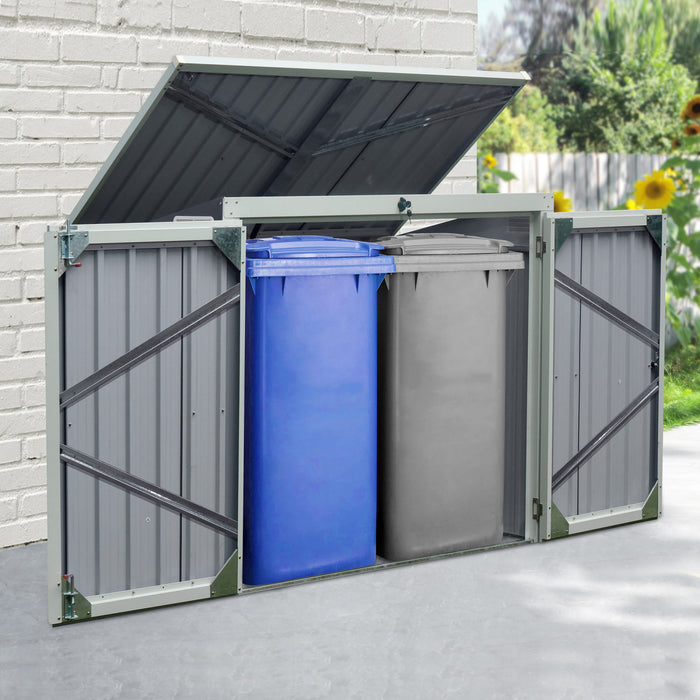 Outsunny 5ft X 3ft Outdoor Garbage Bin Storage Shed, Metal Garbage Shed