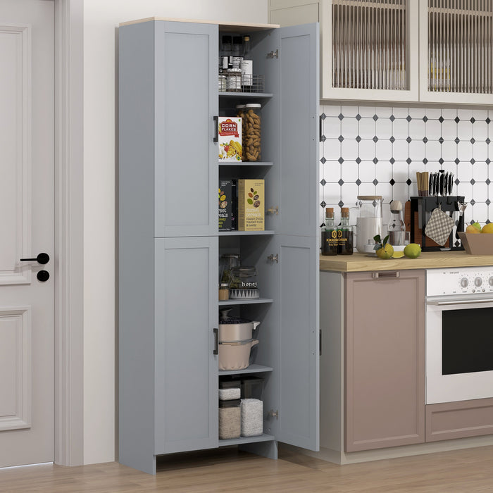 HOMCOM 67\" Kitchen Pantry 4-door Storage Cabinet with Adjustable Shelves