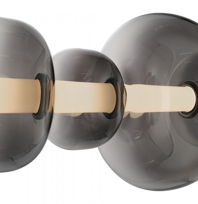 Astra Integrated Led Island Light, Black With Smoke Ombre Glassware