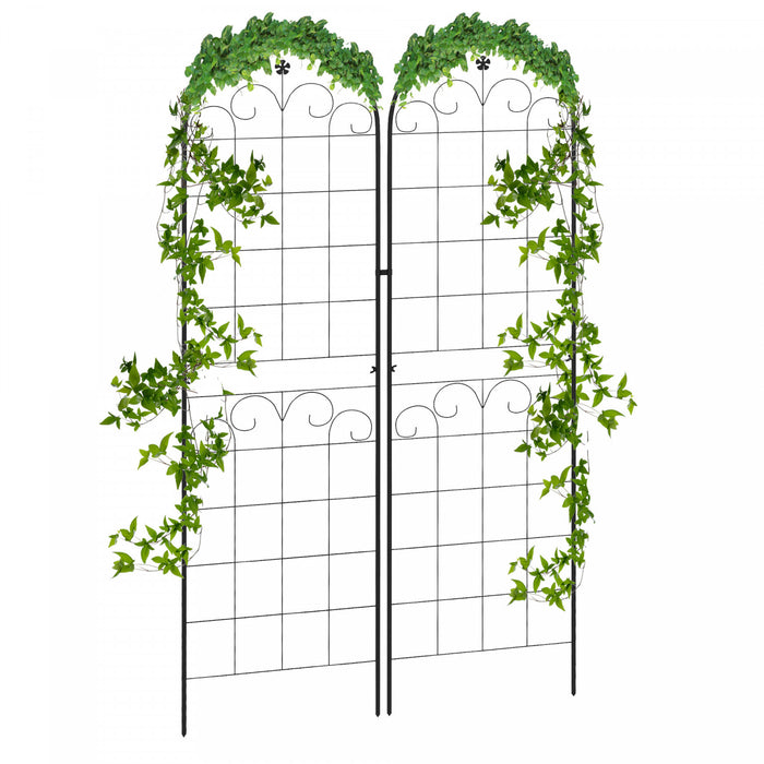 Outsunny 2 Pcs Garden Trellis For Climbing Plants, Outdoor Metal Trellis