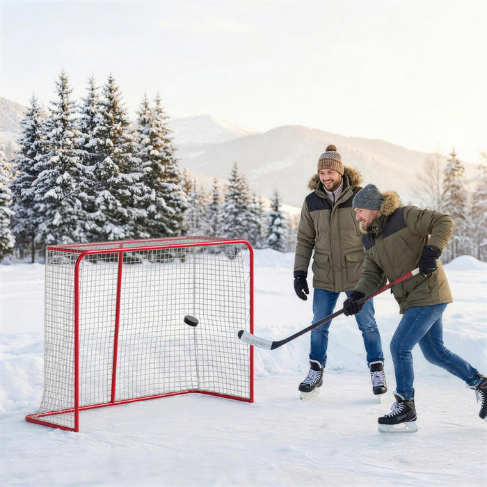 Soozier 5' x 4' Hockey Goal, Easy Set Up Hockey Net with Steel Frame, PE Mesh, Street Hockey Net, Lightweight & Portable, Indoor & Outdoor Training Equipment